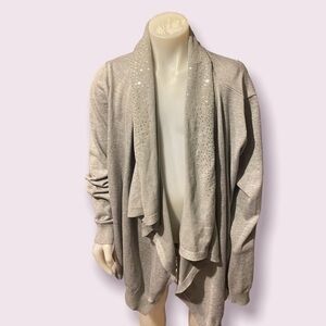 𝅺dkny Gray Open Front Long‎ Sleeve Sweater Vest